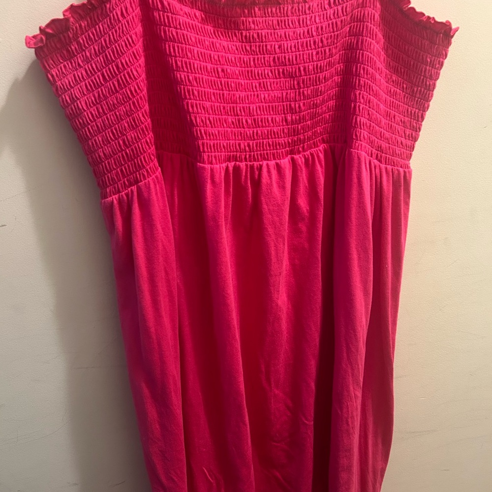 NWOT- Faded Glory Pink Smocked Maxi Dress with Straps. Size 4x (26w-38w) - Picture 6 of 8